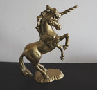 Vintage Mcm Mid Century Brass Unicorn Statue Figurine 9  Tall Home Decor