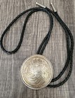 Bolo Tie For Men Western Cowboy Cowgirl Vintage Native Silver Flower
