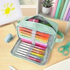 High Capacity Pencil Case Large Pen Organizer Pouch Mint Green