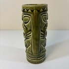 Vintage Orchids Of Hawaii Tiki Mug Tumbler Green Ceramic 6 5  Tall Cracked