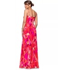 Xscape Chiffon Gown 8 Fuschia Pink Floral Pleated Gathered Bodice Nwt  179
