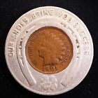 Nice Encased 1901 Indian Cent - Harry H  Lobdell Co   Shoes  Chicago  Illinois