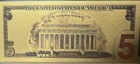 24k Gold Plated Foil  5 Dollar Bill Collectible Novelty Collection Note Gift