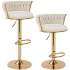 Set Of 2 Bar Stools Adjustable Swivel Velvet Retro Kitchen Counter Height Chair