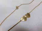 Vintage Unknown Maker 14k Yellow Gold Double Hearts Chain 9 75  Anklet Bracelet