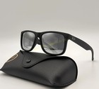 Ray-ban Justin Rb4165 Matte Black Polarized Grey Mirror Sunglasses 54-16-145
