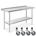 Stainless Steel 24  X 60  Nsf Kitchen Restaurant Prep Table W Backsplash Casters