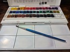 Winsor   Newton Cotman Watercolor Set 45 Half Pans Studio Set Preowned W  Brush