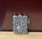 Antique Sterling Silver 925 Repouss   Match Safe Vesta Case Pendant Monogrammed