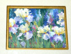 Vtg Miniature Framed Matted Floral Art Print White Blue Flowers Gold Gallery