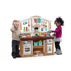 Step2 Lifestyle Custom Brown And White Kitchen Includes 20 Piece Plastic Kitchen