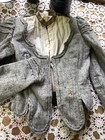 Vintage Antique 1800   s Victorian Grey Blue Fitted Boned Feminine Wool Bodice 32