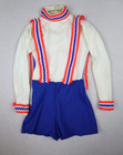 Vintage 1960s 60s Red White Blue Long Sleeve Romper Dance Costume - Girls