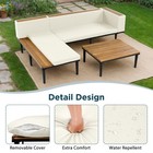 Acacia Wood L-shaped Outdoor Sectional Sofa Set With Cushions