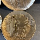 Vtg Wendell August Forge Bronze Plates coasters Golf 18th Hole Usa Seal Euc