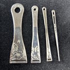 Set 4 Sterling Engraved Bodkins Ribbon Threaders  Sewing  Excellent Condition