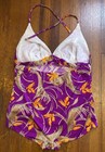 Vtg 70s Union Made Swimsuit One Piece Pin Up Pinkish Purple Psychedelic Halter L