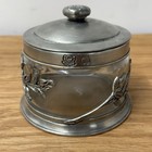 Rare Labrazel Rose Pewter Bath Bathroom Canister Jar Italian Glass pewter