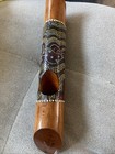 Hand Carved Wood Didgeridoo Aboriginal Dot Art Signed Floating Wine Bottle Hold