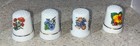 H349h  Lot Of 7 Thimbles Vintage Souvenir Collectible Flowers