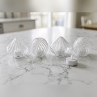 Clear Votive Candle Holders Set Of 4 Led Tea Light Covers Faceted Geometric