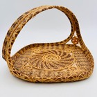 Handwoven Seminole Pine Needle   Raffia Decorative Basket With Handle 10 In
