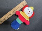 Eden Primary Color Block Terrycloth Clown Rattle Plush Baby Toy Circus Rare Vtg