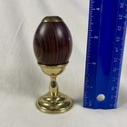 Vintage Kaleidoscope Van Court Marble Wood Egg Figure With Brass Metal Stand