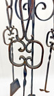 Antique Large 4 Pc Twisted Wrought Iron Fireplace Set With Stand 32 