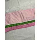Pottery Barn Kids Crib Skirt Girls Pink Green Polka Dot Trim Pleated Cotton