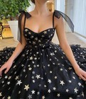 Sparkly Starry Tulle Prom Dresses For Women Tea Glitter Star Evening Party Gown