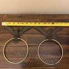 Pair Vintage Cast Iron Eagle Towel Rings Brass Tone Americana Federal Wall Mount