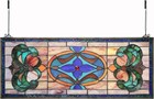 Victorian Stained Glass Window Panel 30x12 Hanging Transom Suncatcher Decor