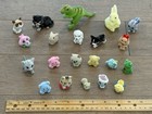 Vintage Mini Flocked Figurines Bears Fuzzy Miniature Dinosaur Dogs Cats Mix Lot