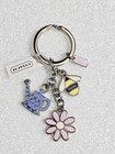 New Coach Cluster Garden Mix Silver Keychain Bag Key Fob Bee Daisy Watering Can