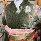 5486  Japanese Vintage Furisode Kimono Obi Obijime Obiage 4-piece Set Silk Robe