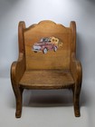 Wooden Doll Chair Furniture  With Hand Painted Truck   Flowers 13 5  X 9 5          