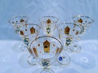 Czech Bohemian Crystal Glass Handmade -  Wine Glass - 6 Pcs With Gold And Enamel