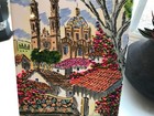 Vintage Hand Painted Mexican Folk Art Ceramic Tile Signed A  Meija Taxco Church