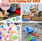 Stencils For Painting  64pcs 3 Inch Stencils For Crafts Reusable Rock Painting S