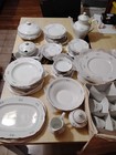 Vintage Hutschenreuther 60  Piece Dining Set Germany  madeleine  Silver Lining 