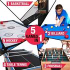 48  Md Sports 5 In 1 Game Table Billiards Hockey Foosball Table Tennis Basketbal