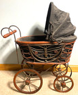 Vintage Antique Victorian Wood Wicker Doll Carriage Buggy Salesman Sample Stroll