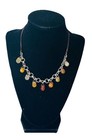Sundance Catalog Sterling Silver Amber Drops Link Leather Cord Toggle Necklace