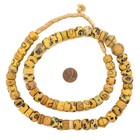 Antique Venetian Cylinder Eye King Beads Mixed 17mm Ghana African Yellow Glass