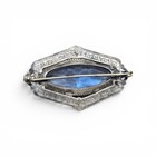 Atq Sterling Blue Art Deco Czech Glass Fillagree Brooch Pin