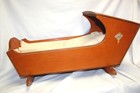 Doll Cradle Keystone Boston Wooden Rocking  Musical   Vintage 30s-40s   L2697