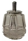 Antique Cut Crystal Vanity Jar Hallmarked Sterling Silver Cover W brush England