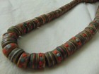 Vintage Tibet Nepal Ethnic Tribal Beads Turquoise Coral Inlay Ceramic Wire Neckl