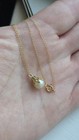 Vintage 14k Solid Gold Dainty Pearl Necklace Nos